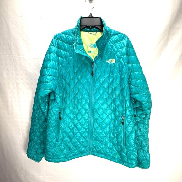 The North Face ThermoBall Eco Jacket Womens Large Teal Puffer Zip Winter Outdoor - Picture 4 of 8